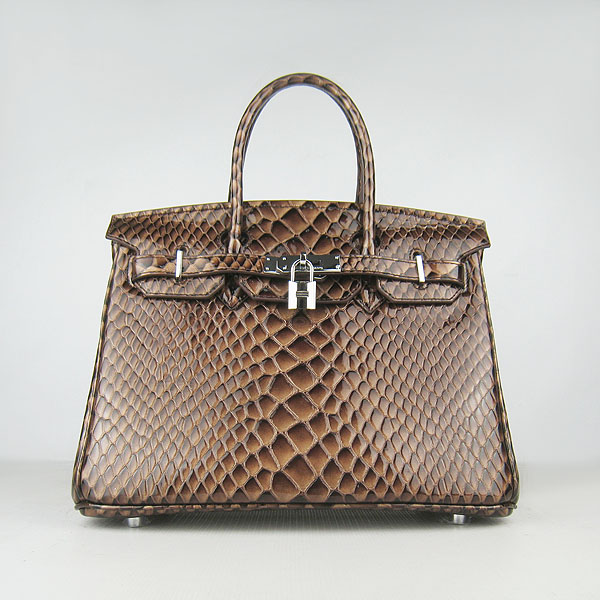 Replica Hermes Birkin 30CM Fish Veins Leather Bag Dark Coffee 6088 On Sale